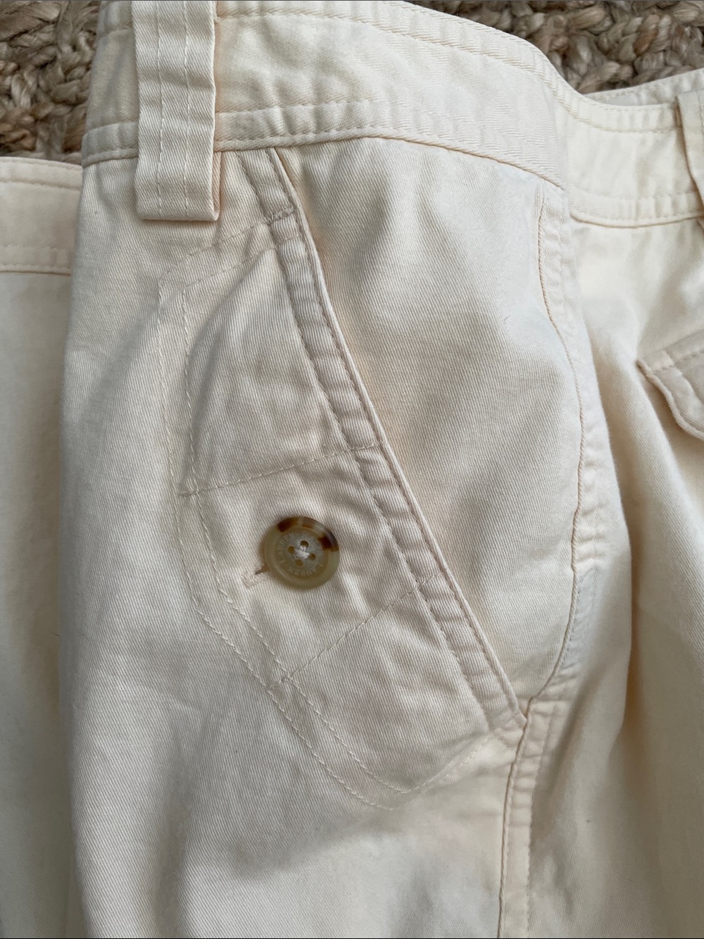 Lauren Ralph Lauren Butter Yellow Cargo Capri Pants Size 12 Stretch Cotton - Picture 6 of 9